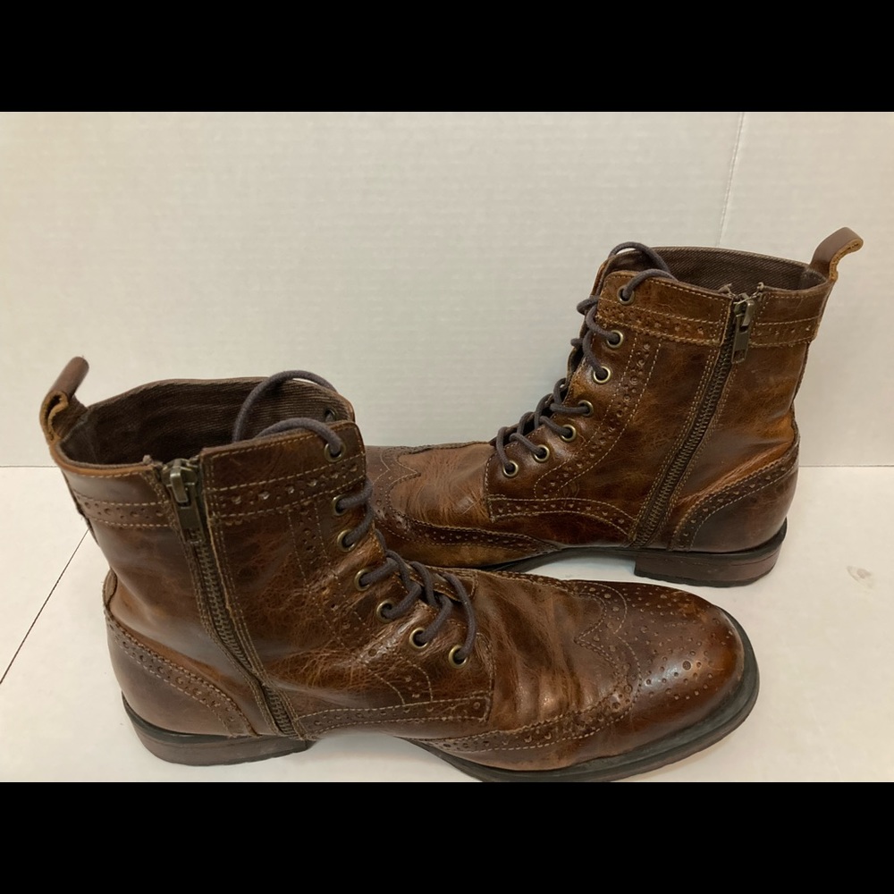 Aston Grey Cable Side Zip Leather Boots, Size 10